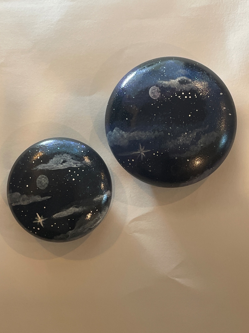 Stack'd Rocks With Stars Rocks, Space Themed Rocks, Hand Painted Galaxy, Stars and Moon, Night ...