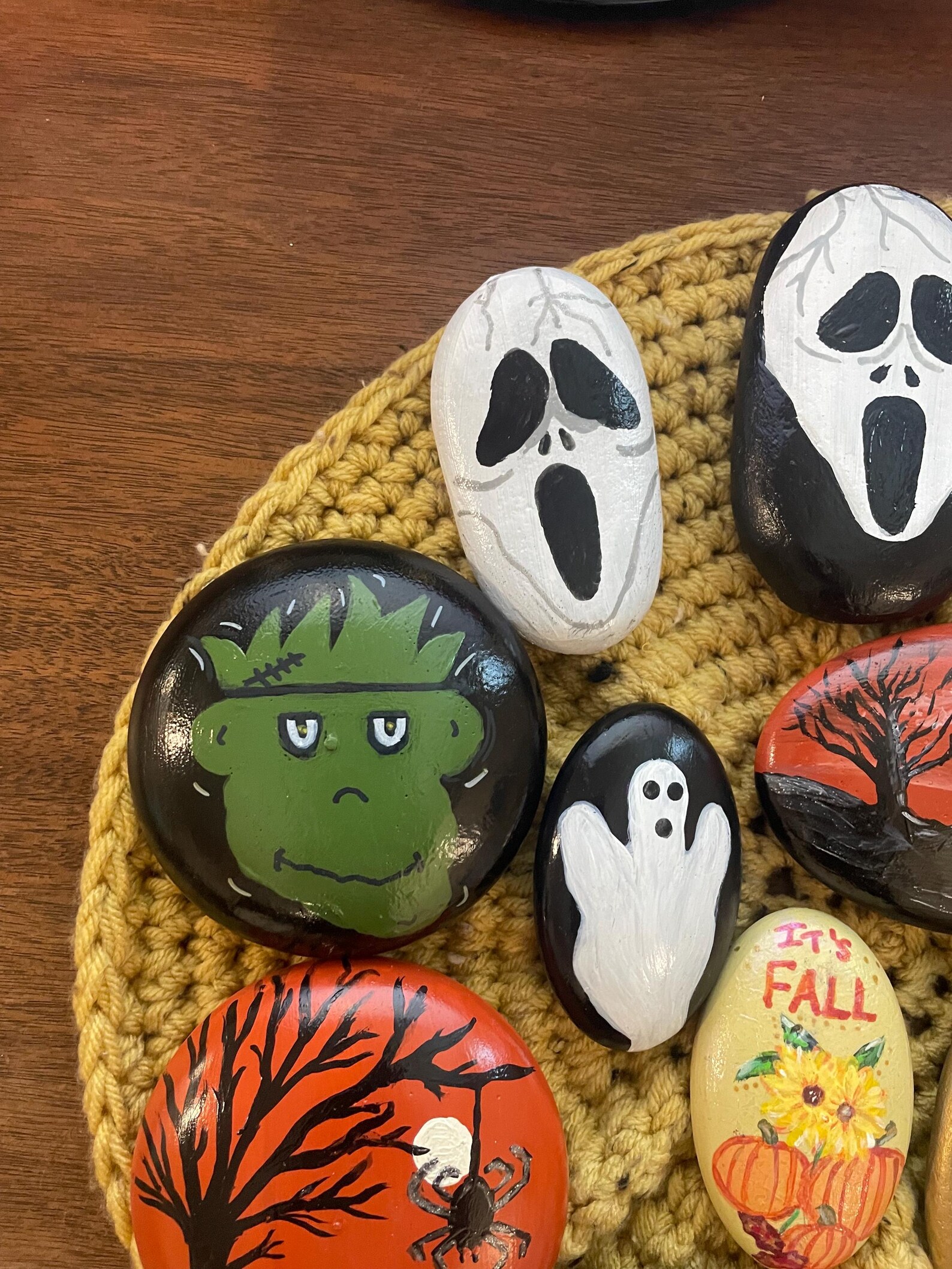 Hand-painted Halloween Rocks: Spooky Fall Decor, Mummy, Frankenstein - Etsy
