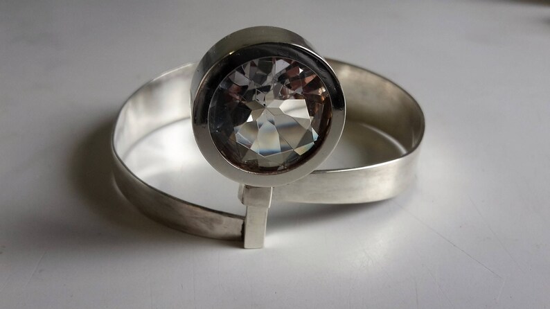 Bangle with rock crystal silver 835 like elis Kauppi