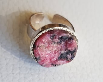 Ring silver 835 with rodochrolite vintage