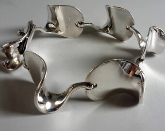 Alain duclos 1960&#39;s silver bracelet France 925 sterling modernist brutalist