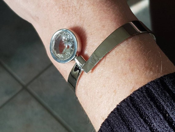 Bangle with rock crystal silver 835 like elis Kauppi
