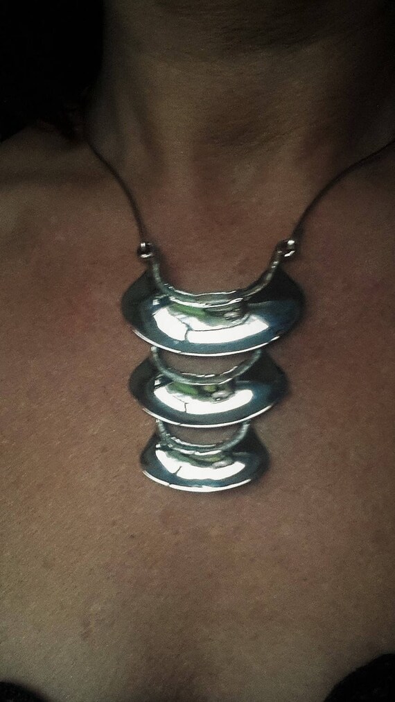 Relo Designer Necklace Choker 60ziger 70s Ies Sterling Silver Modernist