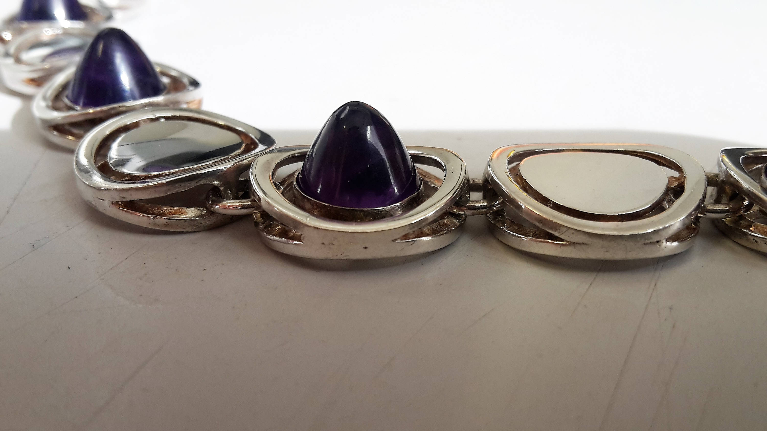Designer Bracelet Silver with Amethyst Vintage modernist CNP Christian Neusser Pforzheim