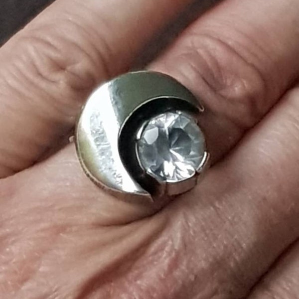 Karl Laine big ring with rock Crystal Finland