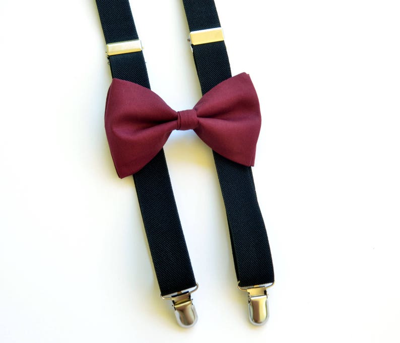 Suspender and Bow Tie Children Burgundy Set Wedding Formal Wear Accessories