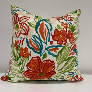 Teal, green , coral, floral pillow cover, decorative pillows, home and living, home decor, Ready to ship, Free shipping, handmade in USA  ,