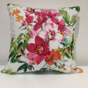 18x18 floral pillow cover, hot pink throw pillow covers, orange pillow covers, tropical pillow covers, green pillows, tropical floral pillow