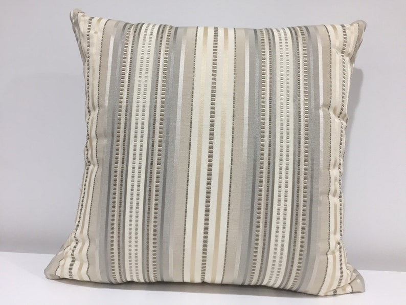 Gray, Beige, Stripe Pillow Cover, Custom Pattern Pillow Cover