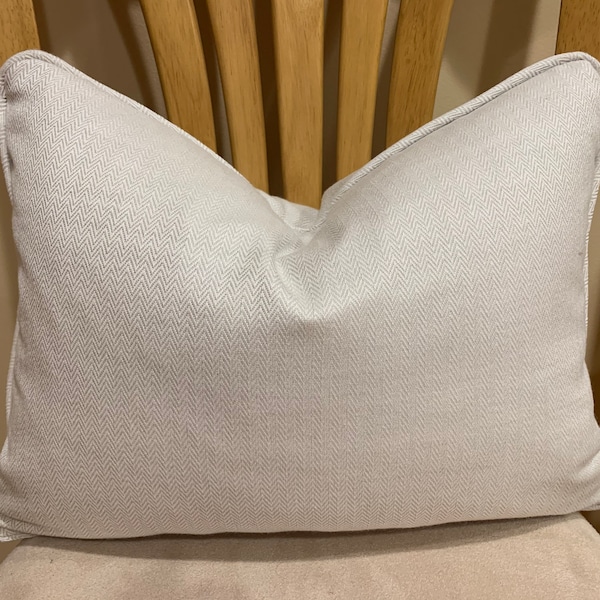 Beige/gray tone woven fabric lumbar pillow cover, contemporary style, transitional style, modern style,  ready to ship, handmade in USA, tan