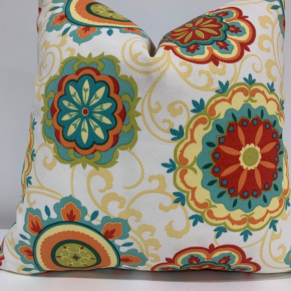 Aqua Orange Pillows Etsy