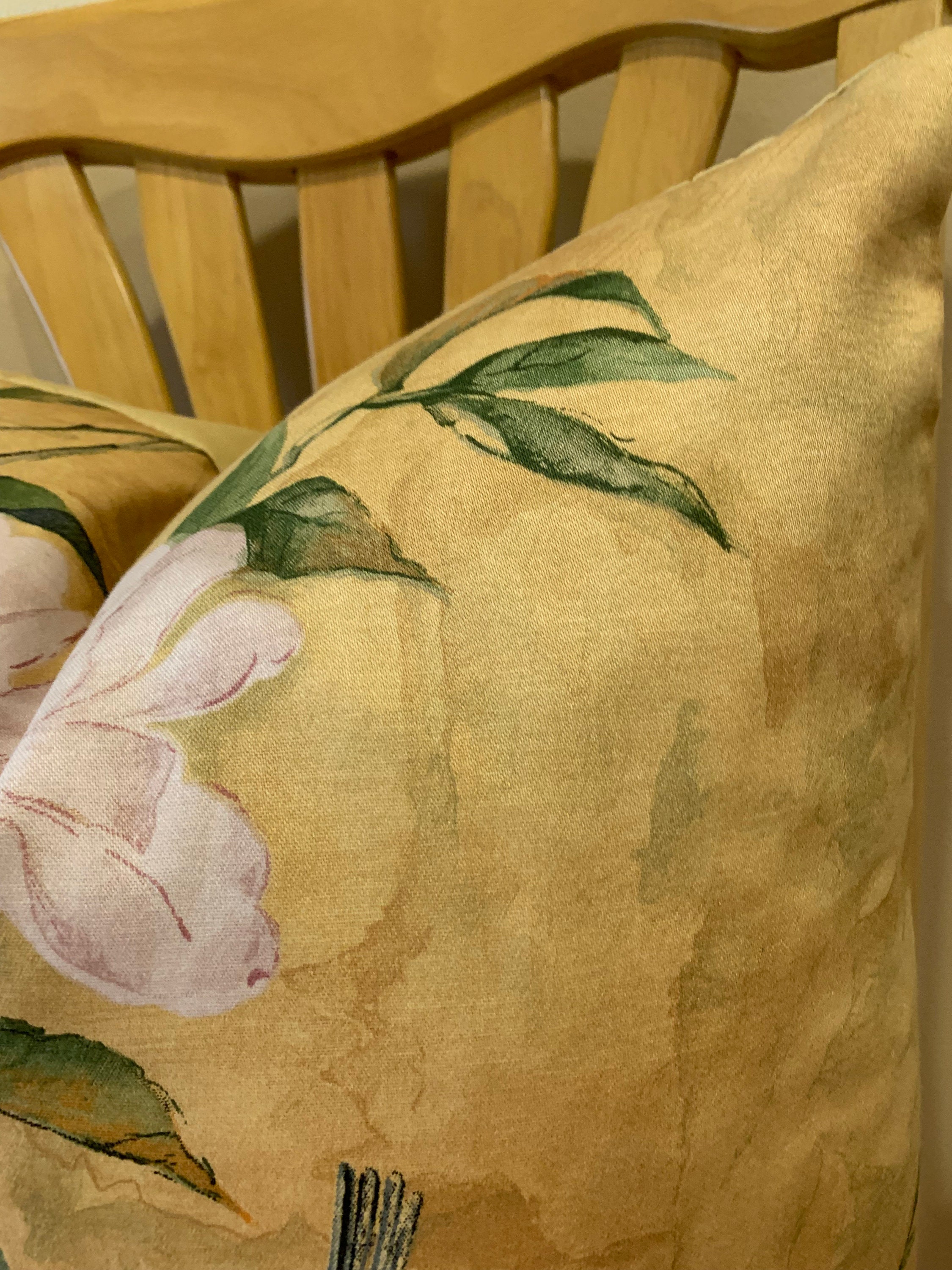 Blue Green Gold Pillow Cover Floral Bluebird Pillow Etsy