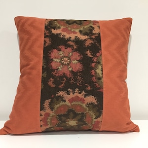 Orange/Rust Pillow cover, Floral Patterned Pillowcover, Ready to ship, designer pillow, decorative pillow cover, Home decor, Handmade in USA