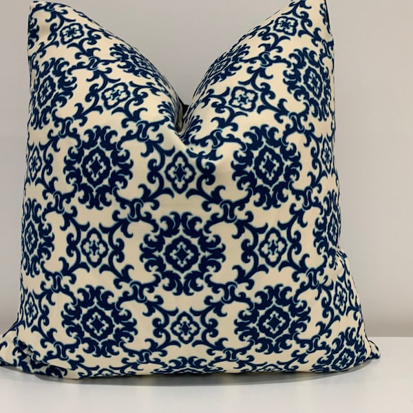 Blue Cream Pillow Etsy
