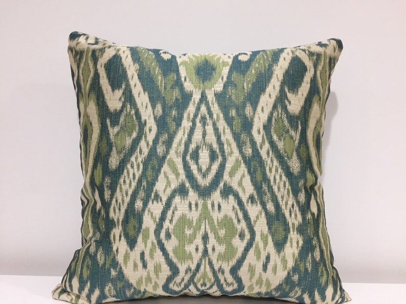 throw pillow cover home decor Handmade in USA Pillow Cover throw pillow decorative pillow cover green pillow cover Ikat pillow cover