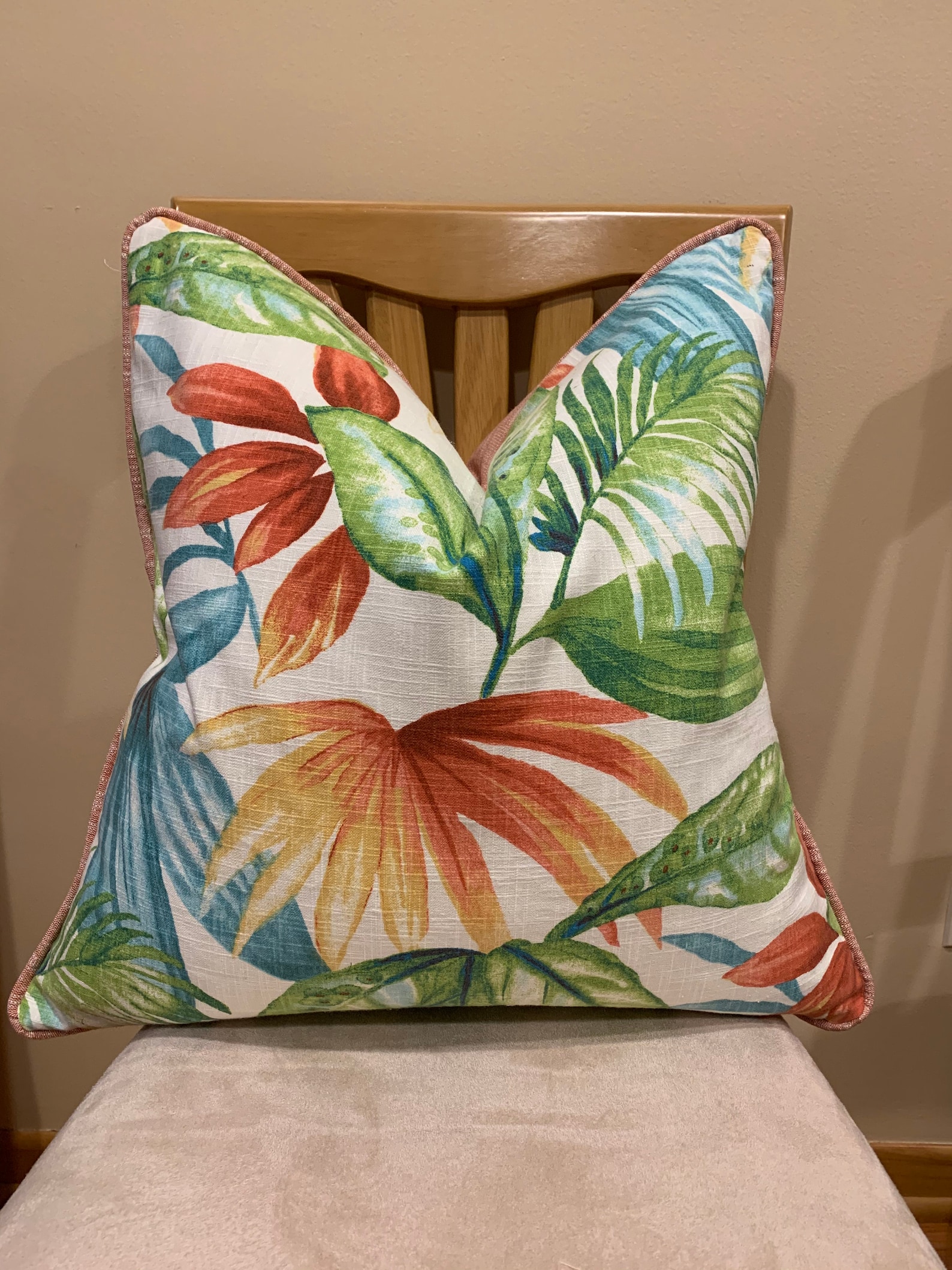 Orange/blue/green/gold Pillow Covers, Tropical Print Pillow Covers