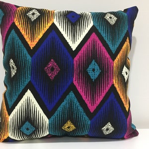 Boho Chic, Blue, pink, teal, gold, black, geometric style pillow covers, decorative pillow covers, Ready to ship, designer,  Handmade in USA
