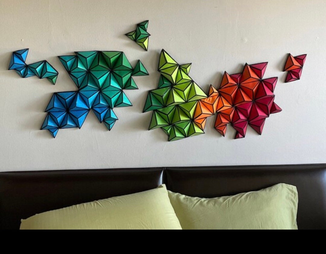 Image showcasing 3D Geometric Paper Wall Art - Can Be Custom Made and Sized to Your ...