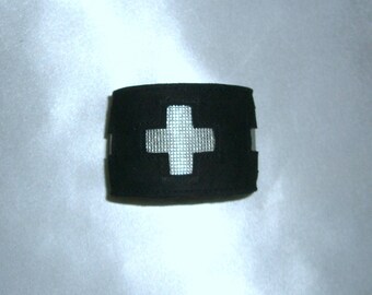 Purse bracelet black leather bracelet ladies men nubuck leather cross motif leather bracelet with secret purse pocket wallet