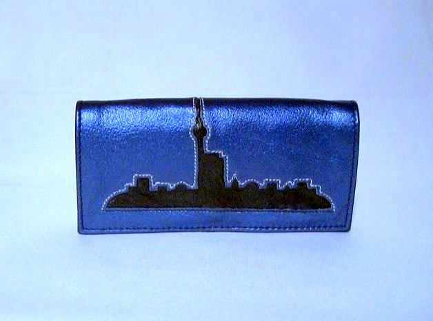 Tabaktasche Tabaksbeutel mit Berlinmotiv Ledertabakbeutel Ledertabaktasche Ledertasche mit Berlinmotiv Berlin Skyline
