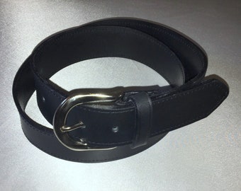 Leather belt black belt 4 cm wide