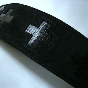 Pulsera de ante pulsera de nubuck con cartera bolso de muñeca pulsera de ante negro mujeres hombres motivo cruzado ante cruzado