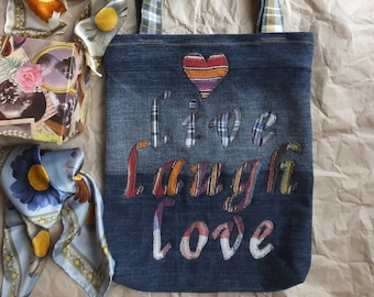 “Boho Style”, Jeans Einkaufstasche “Boho Style”, Garyusha Denim Taschen Design, Denim 100%, Upcycled Jeans Einkaufstasche, Einkaufstasche, Handgemachte Tasche, Vintage Tasche