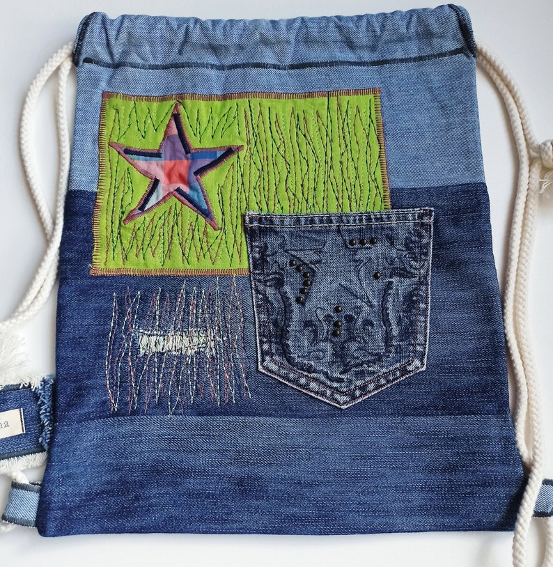 Denim Backpack Jeans Boho Bag Backpacks Eco Backpack Boho Etsy