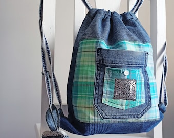 Denim Backpack, Blue Backpack, Backpack, Backpack women, Backpack purse, Handmade bag, Fashion bag, Blue denim bag, Eco bag, Jeans bag