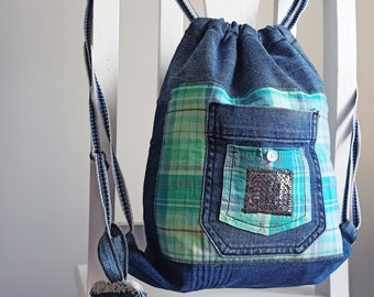 Denim Backpack, Blue Backpack, Backpack, Backpack women, Backpack purse, Handmade bag, Fashion bag, Blue denim bag, Eco bag, Jeans bag