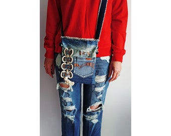 Denim Umhängetasche, Denim-Tasche, Denim-Taschen, Umhängetasche, Mode-Tasche, Boho Tasche, Geschenk für sie, Jeans-Tasche, Sommertasche, Schultertasche