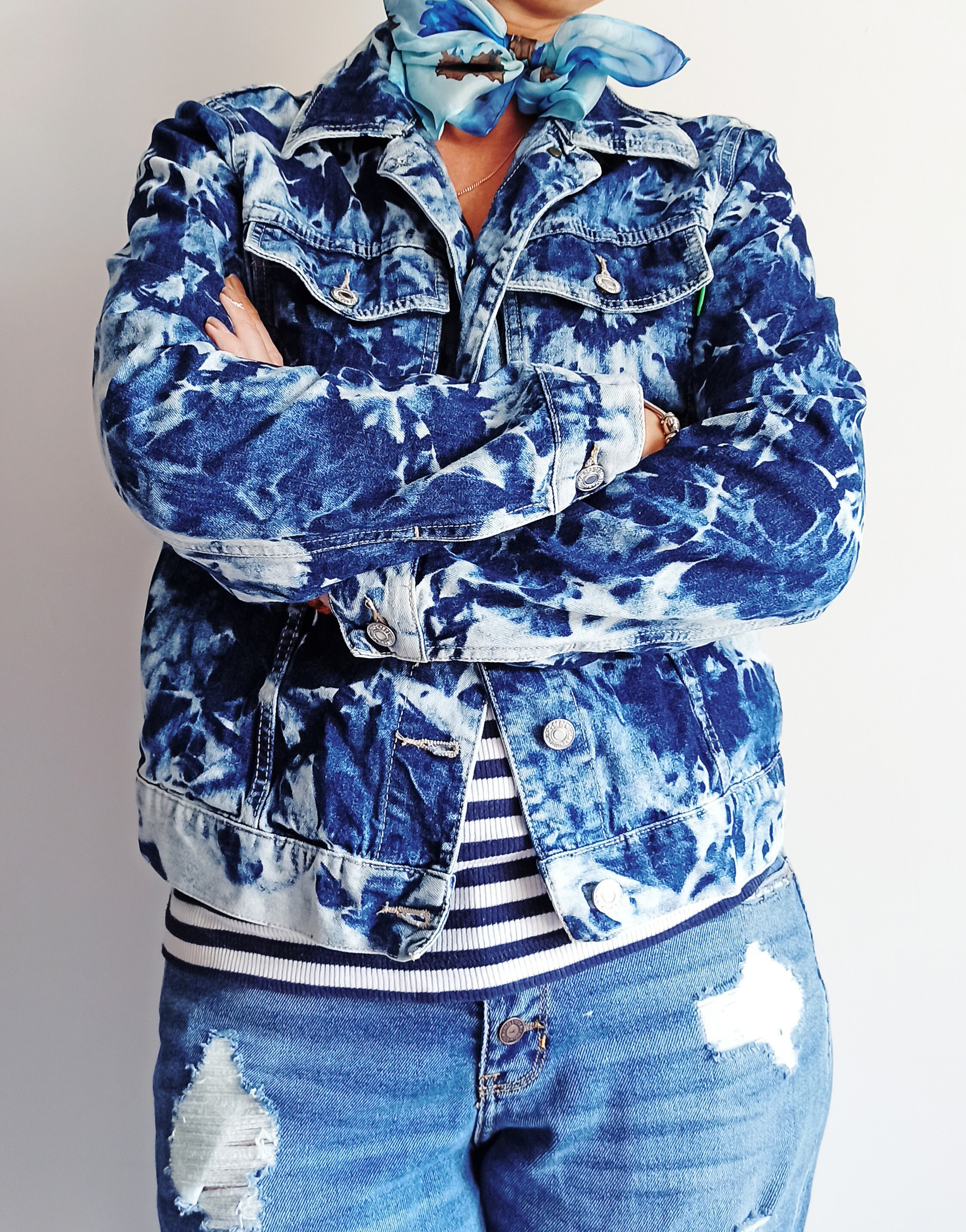 Shibori-bassen denim jacket