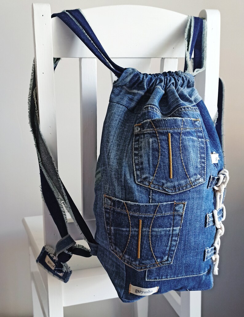 Denim Backpack Jeans Backpack Backpack Backpack Purse Etsy