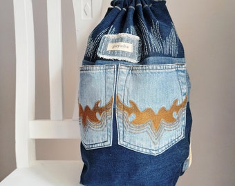 Denim Jeans Rucksack Öko-Mode, Denim Rucksack, Denim-Tasche, Jeansrucksack, Jeanstasche, Geldbörsen, Backpack, Rucksack, Ökotasche, Garyusha