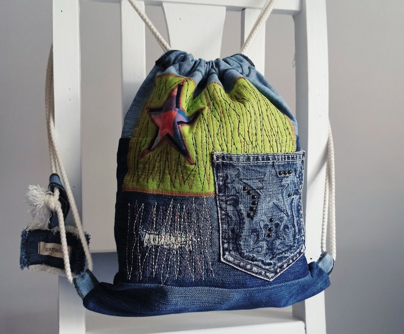 Denim backpack jeans boho bag Backpacks Eco backpack Boho Etsy