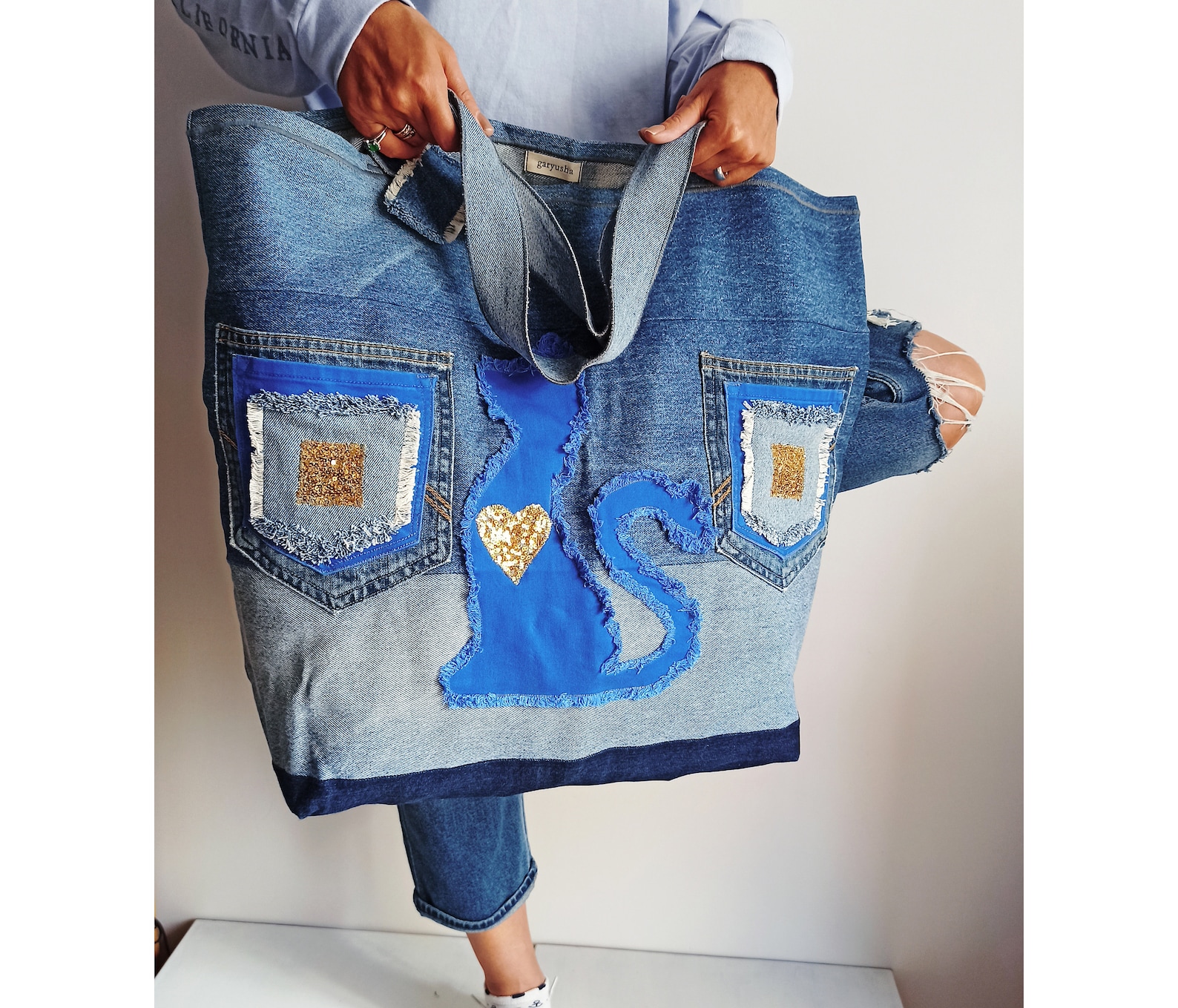 Denim Beach Big Jeans Bag, Denim Bags, Jeans Bag, Large Bag, Big Bag