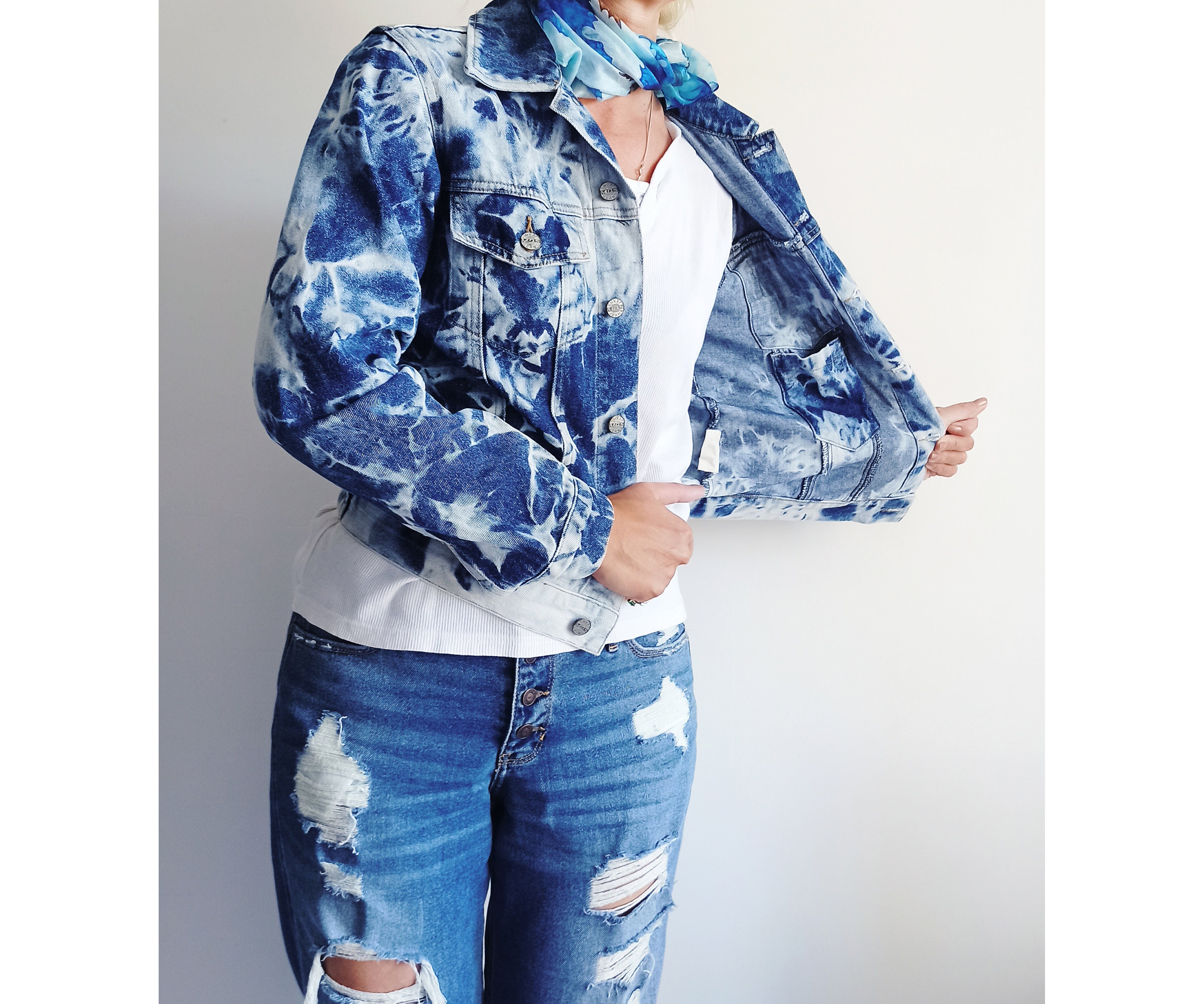 Shibori-bassen denim jacket
