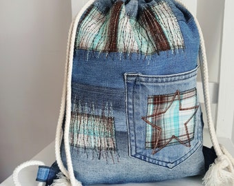 Denim Backpack, Blue Backpack, Denim Bag, Jeans Bag, Backpack Purse, Handmade Bag, Fashion Bag, Blue Denim Bag, Eco Bag