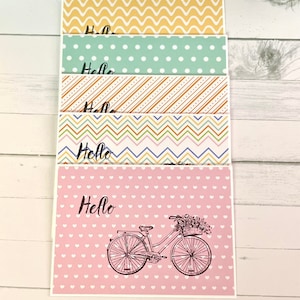 Cartes de vélo, papeterie pour vélo, cartes de printemps, cartes de bonjour, lot de 5 cartes
