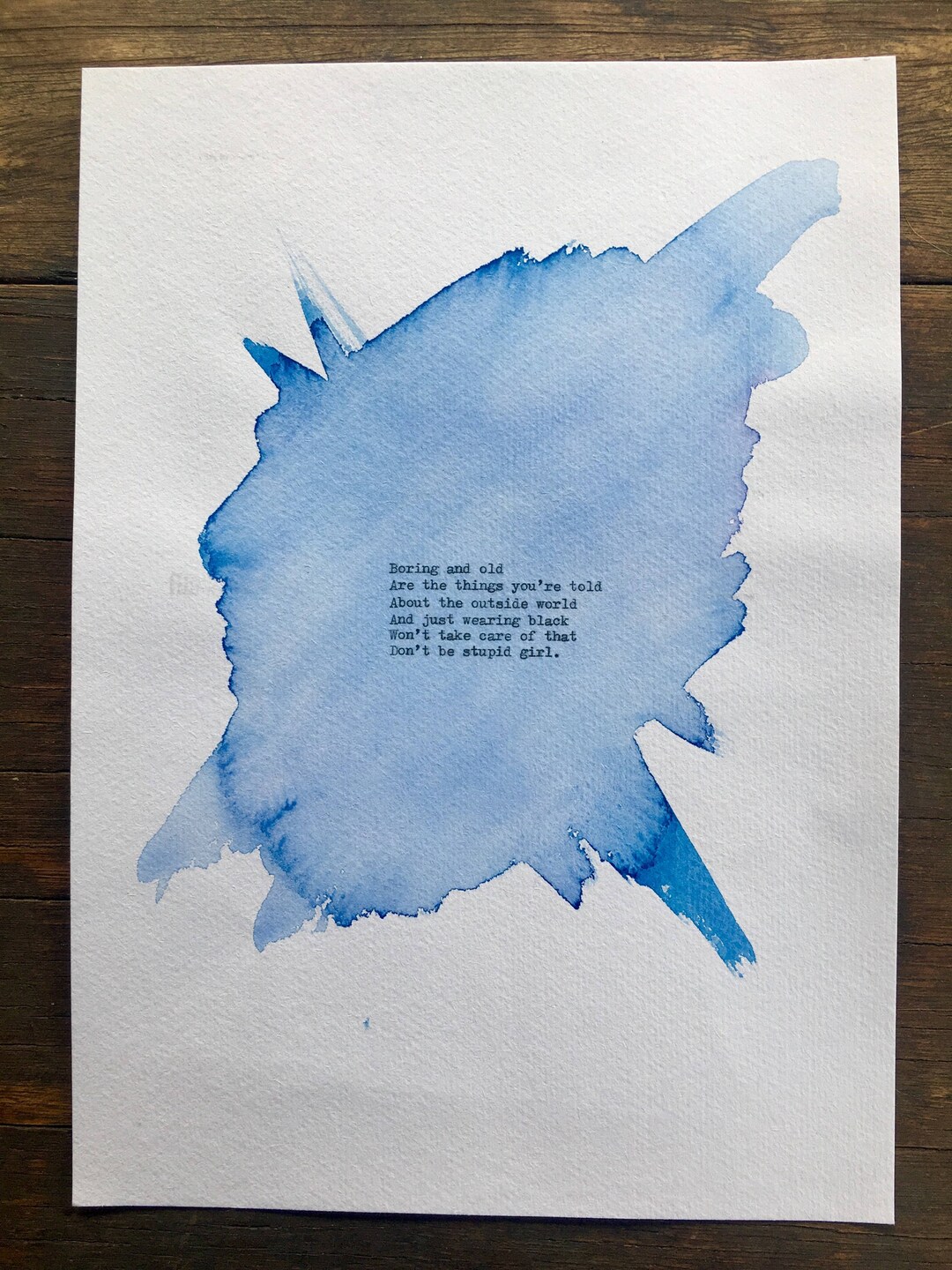 Killing Heidi Mascara Typewriter Lyrics on Watercolour Etsy Singapore