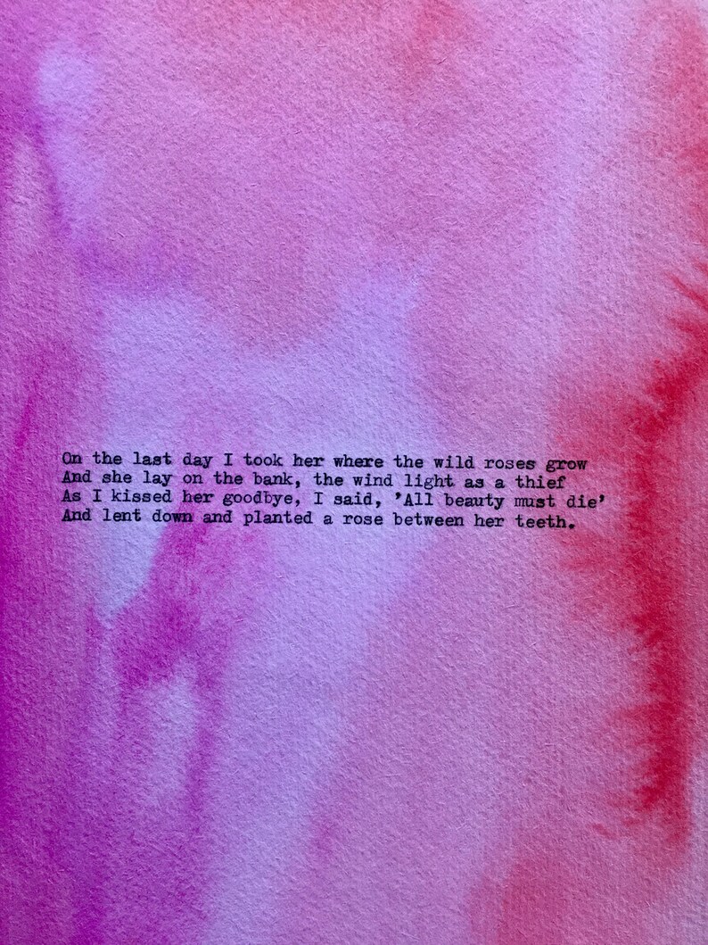 Nick Cave Where the Wild Roses Grow typewriter lyrics on Etsy