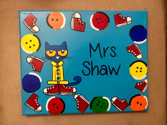 Pete The Cat Custom Hand Painted Teacher Door Sign Etsy