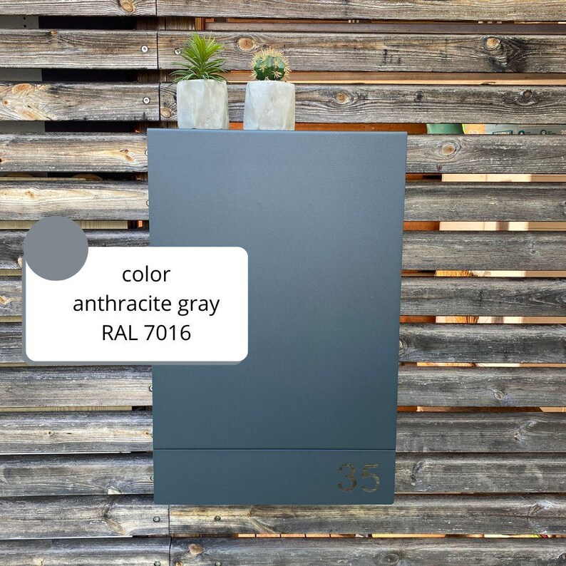 Modern Personalized Metal Mailbox: Large Wall Mounted, Powder Coated Steel image 13