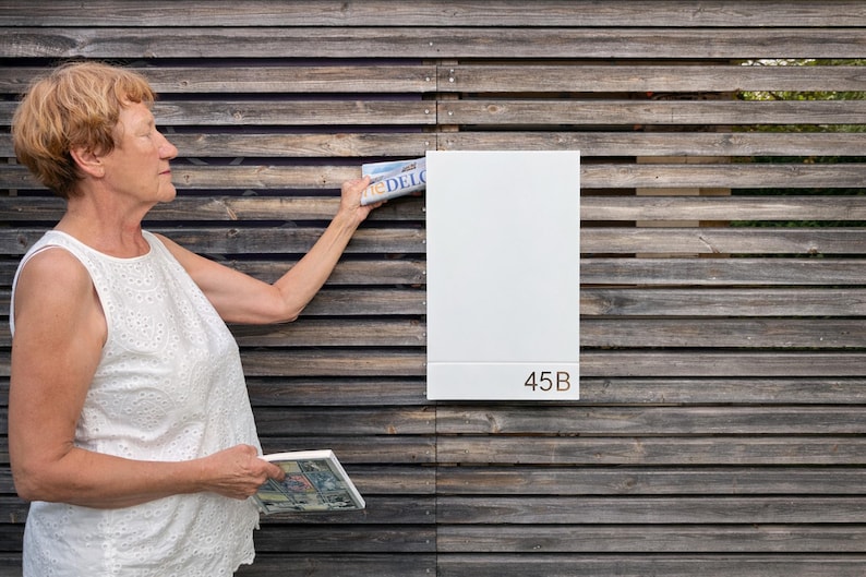 Large Locking Wall Mounted Mailbox: Custom House Numbers, Minimal design