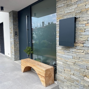 Nowoczesna szara stalowa skrzynka pocztowa z zamkiem – spersonalizowany adres, duża pojemność