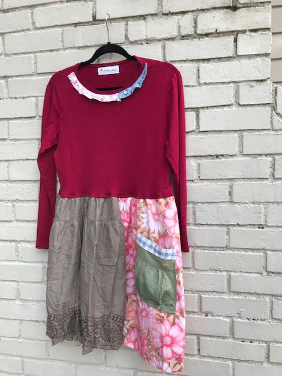 handmade sustainable clothing original The Dianna Tunic: Size XL-1X upcycled hippie gypsy shabby chic Melbury Road. eco friendly