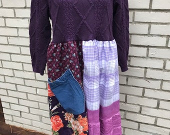 Die Cecelia Upcycled Tunika: Boho, Größe Groß-Extra groß, bequem Pullover, umweltfreundliche, nachhaltige Kleidung, handgefertigt von Melbury Road