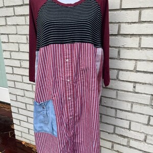 The Sophie Upcycled Tunic:  Size Extra large,  sustainable clothing, 3/4 sleeves, artsy, wearable art, boho chic, handmade by Melbury Road