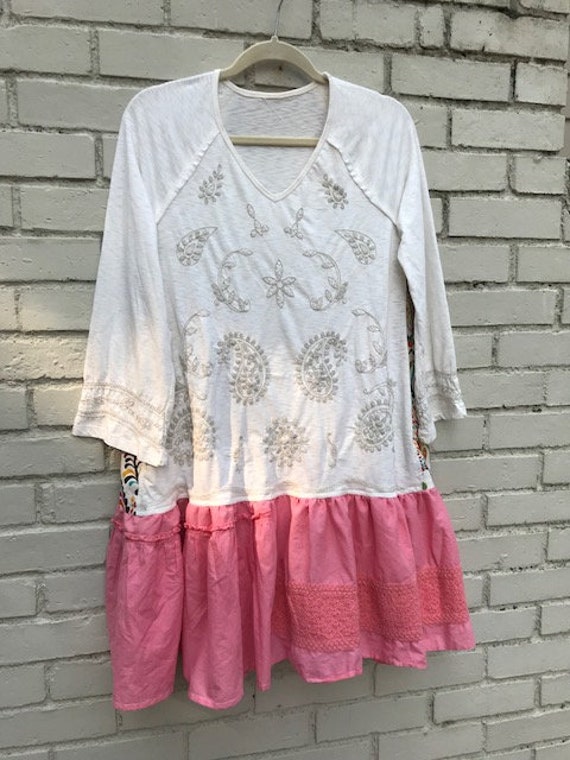 handmade sustainable clothing original The Dianna Tunic: Size XL-1X upcycled hippie gypsy shabby chic Melbury Road. eco friendly