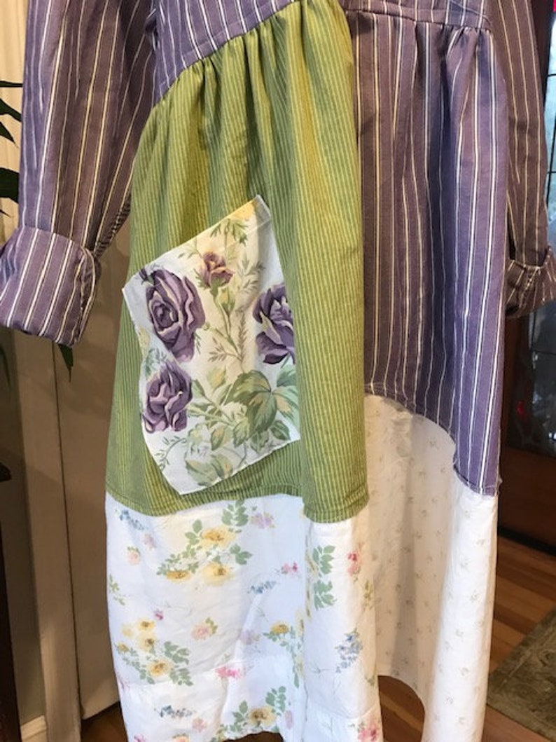 handmade sustainable clothing original The Dianna Tunic: Size XL-1X upcycled hippie gypsy shabby chic Melbury Road. eco friendly